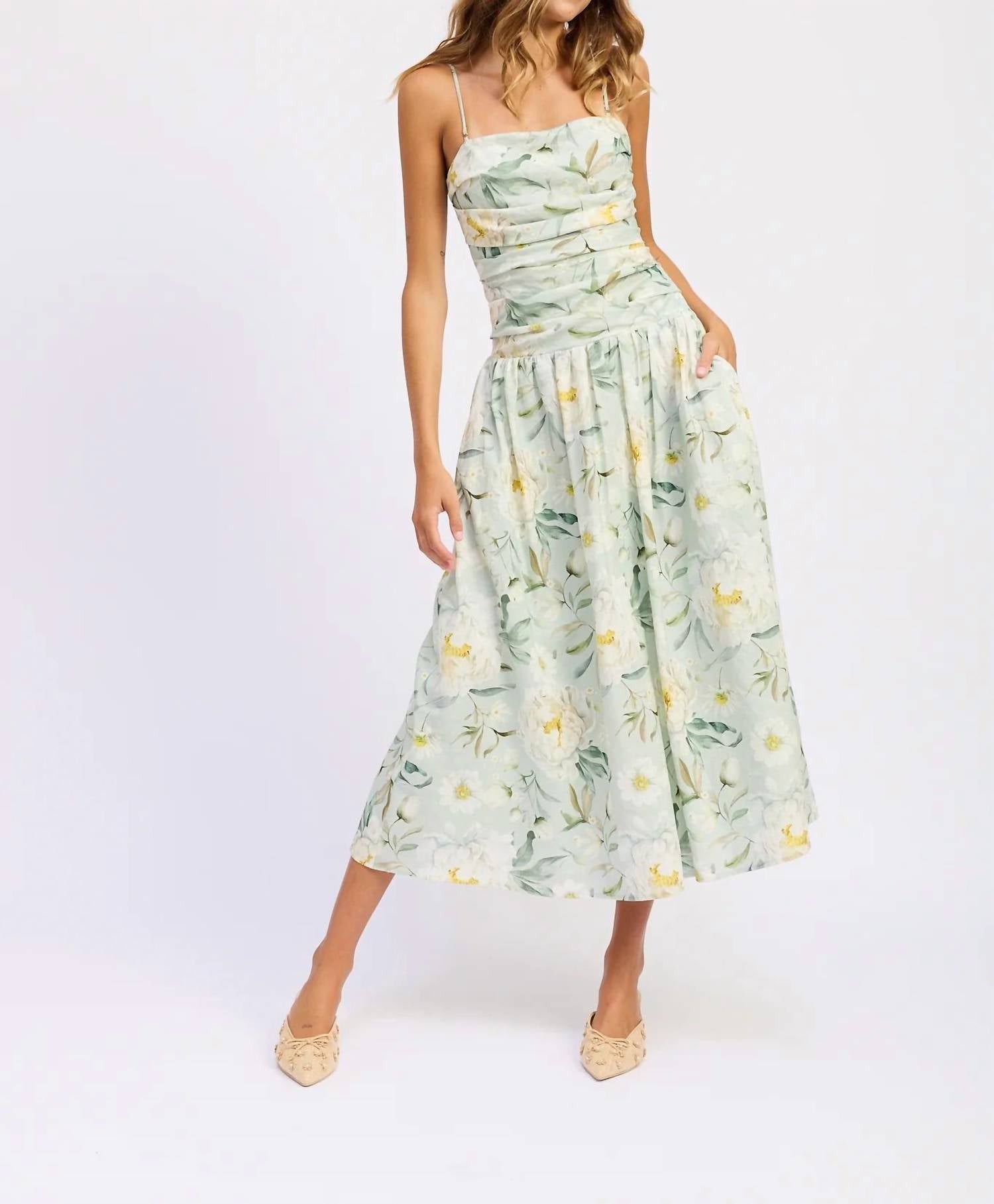 En Saison Elise Midi Dress in sage - women's dress - view 4