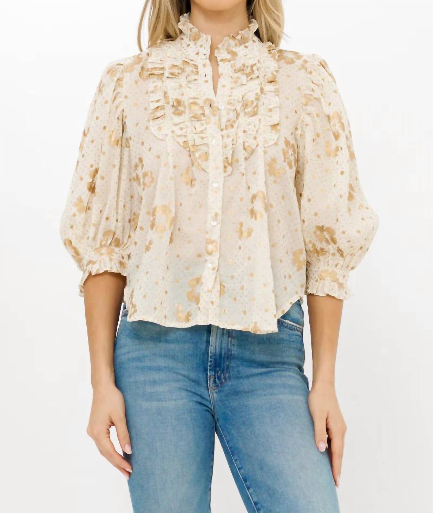 Oliphant - Carlin Ruffle Front Button Blouse