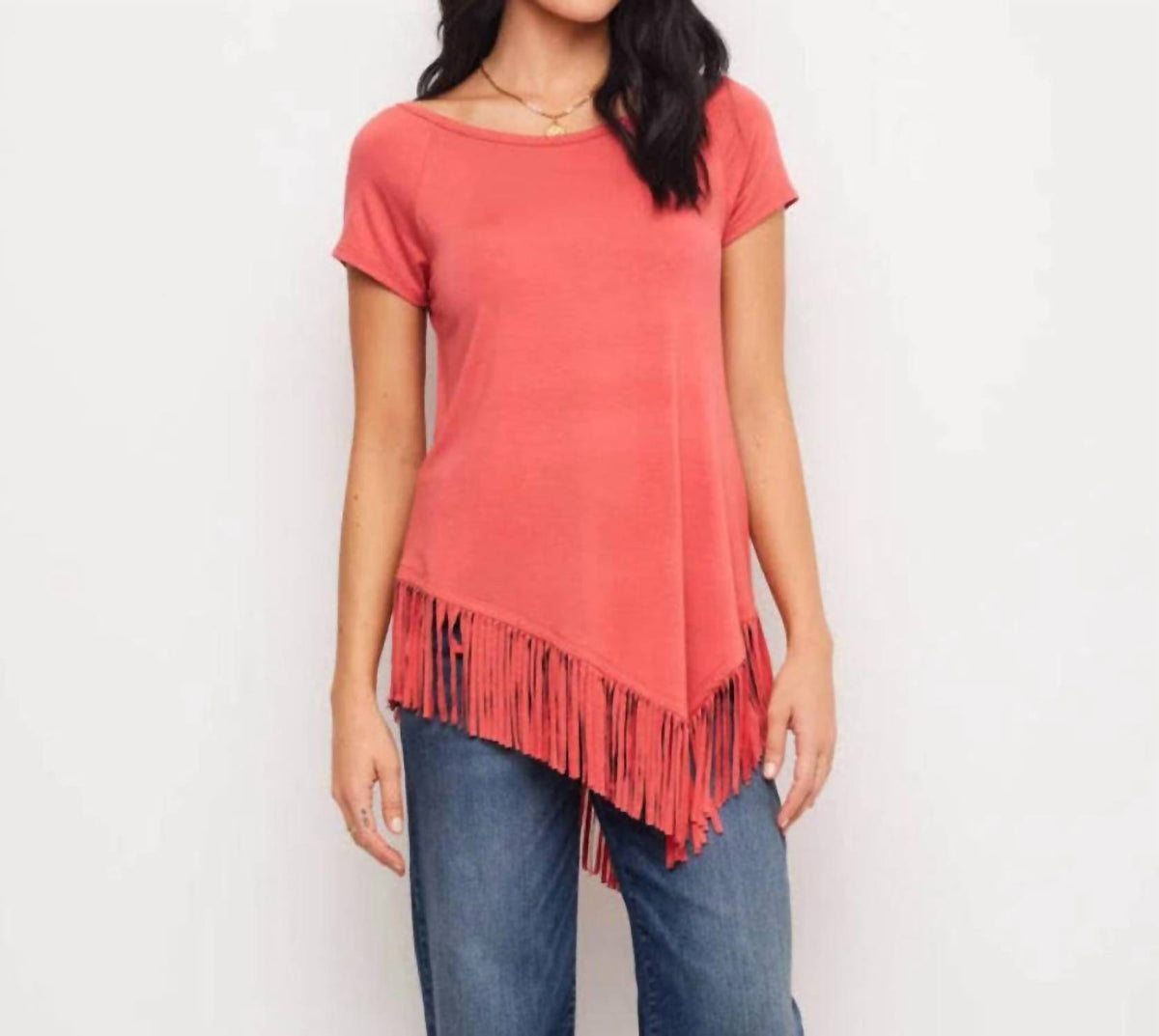 Karen Kane - Angled Fringe Top