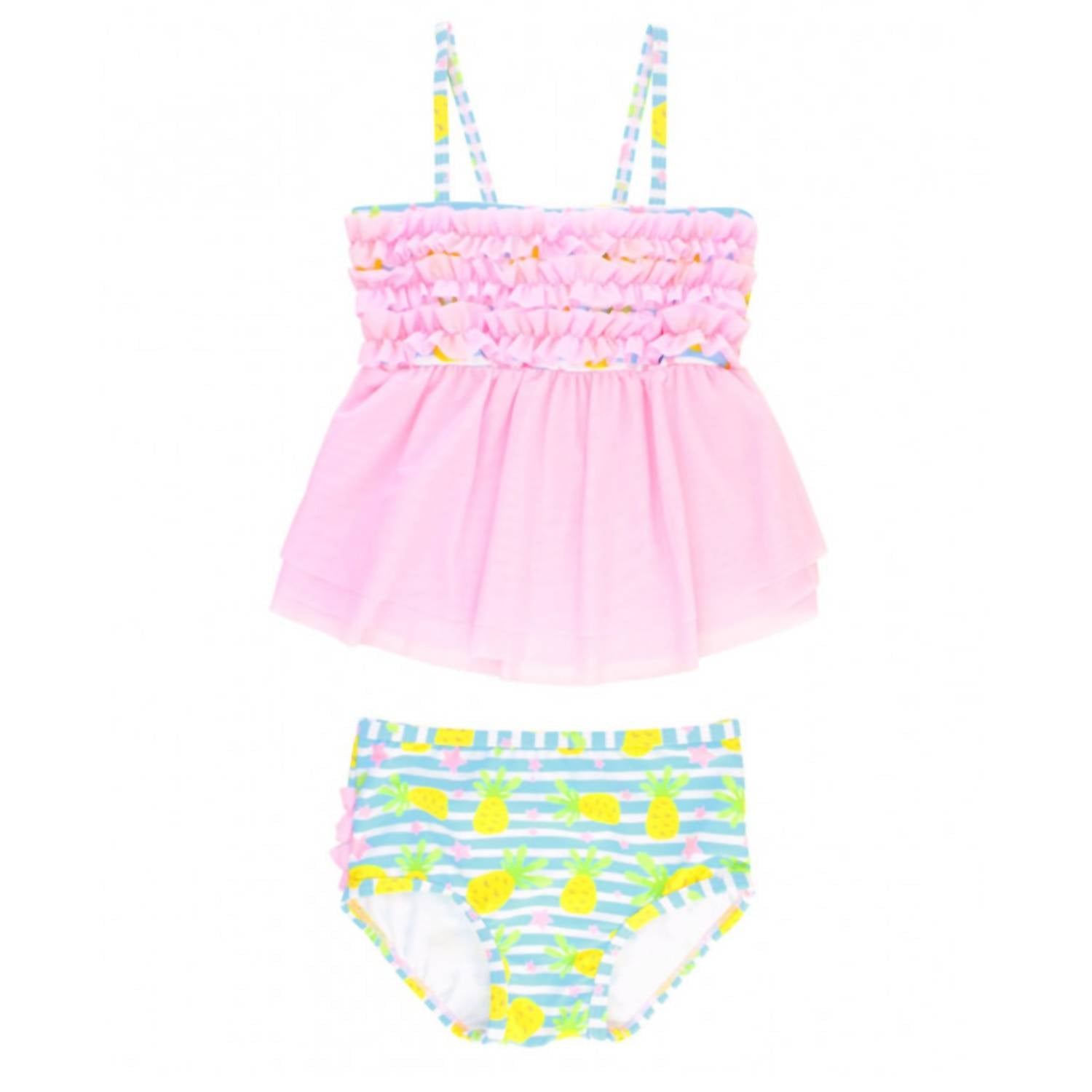 Rufflebutts - Girls' Pineapple Paradise Mesh Tankini