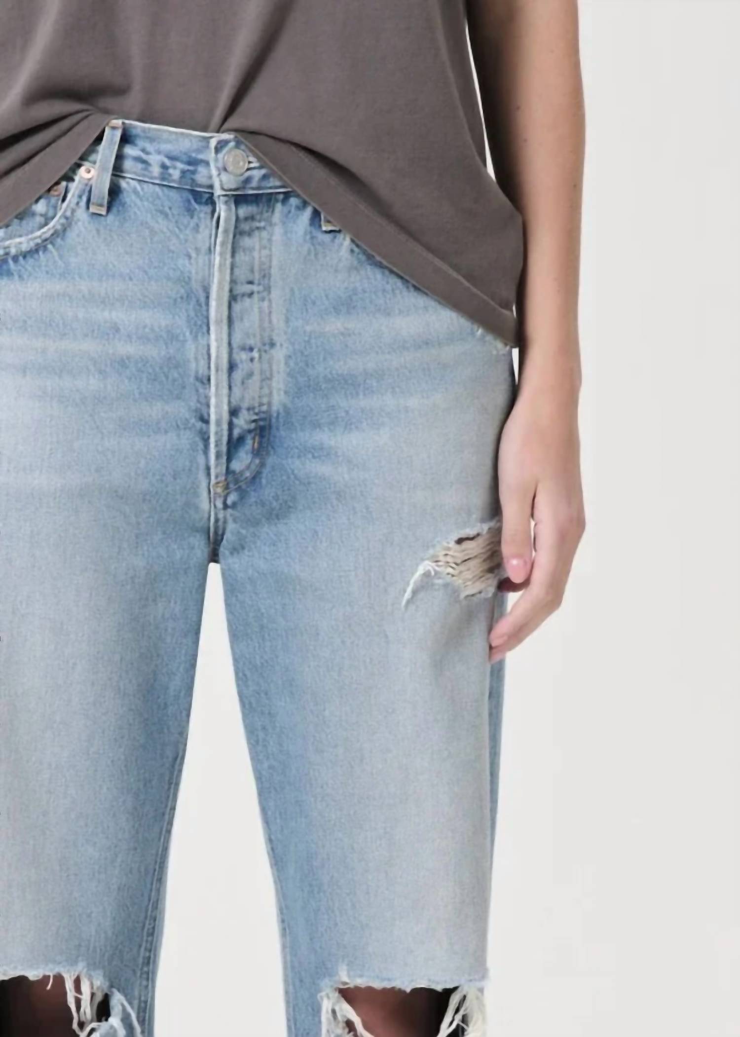 AGOLDE 90's mid rise loose fit Jean in threadbare - women's jeans - alternate view
