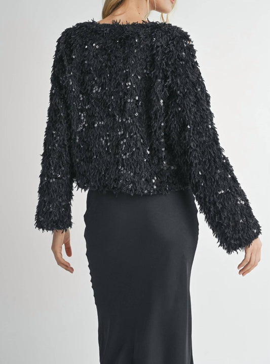 Sadie & Sage - Faux Fur And Sequin Jacket