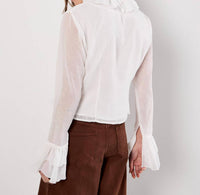 Apricot - Ruffle Tie Up Crop Top