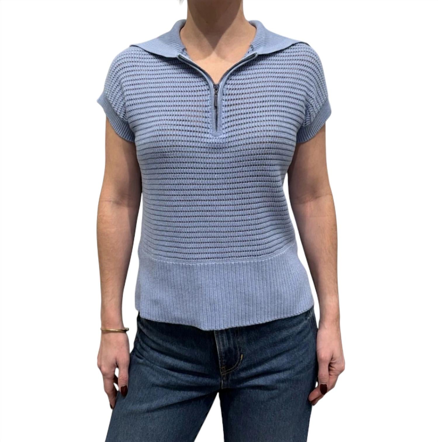 Brodie Cashmere Mixed Gauge Tank Top in skyline - women's tank top