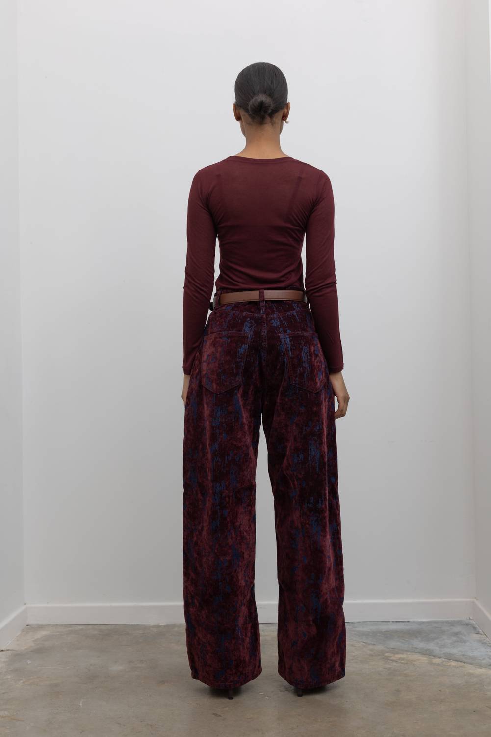Papermoon - Distressed Velvet Wide Leg Jeans
