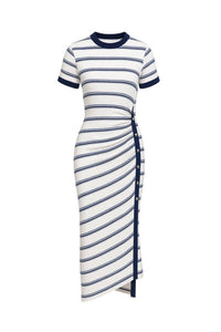 Rivir - Women's Short Sleeve Knit Dress With Stripe Pattern