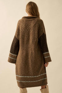 PROMESA Striped Confetti Duster Cardigan Top in taupe - women's cardigan - alternate view