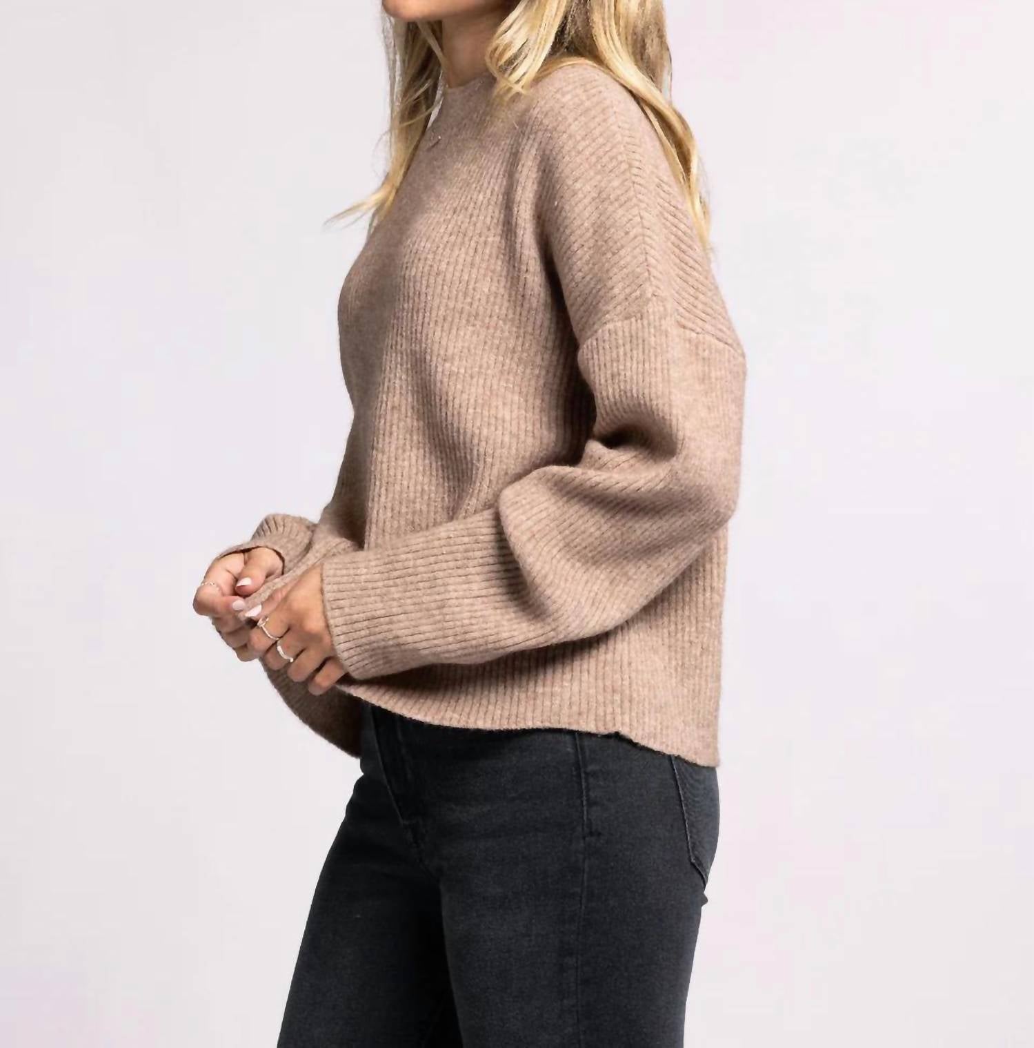 Thread & Supply Lana Crew Neck Sweater in heather mocha - women's sweater - view 4