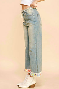 Davi & Dani - Crochet Trim Flare Jeans