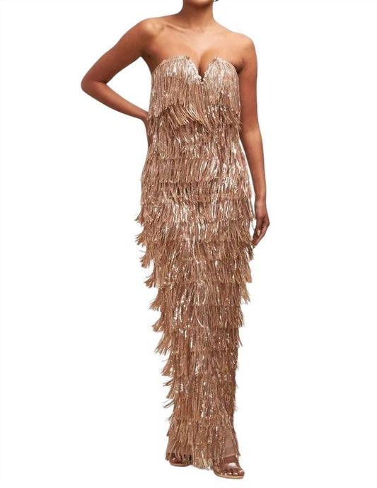 Luxxel - SEQUIN FRINGE MAXI DRESS