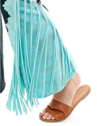 T-PARTY Tie Dye Fringed Yoga Pants in turquoise - women's pants - alternate view