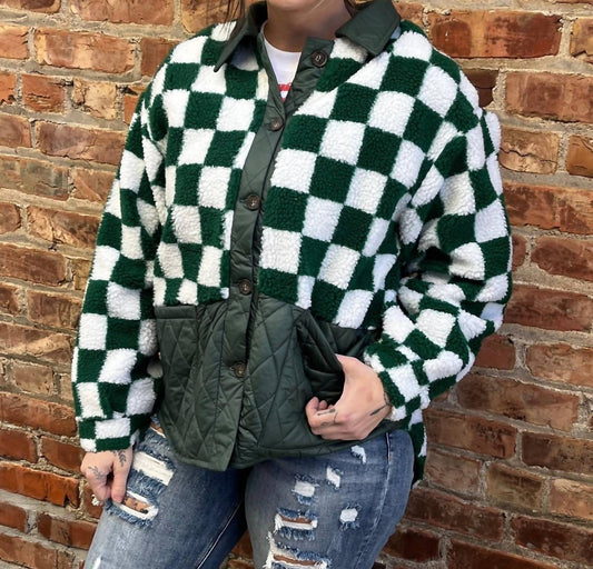 Umgee - Evergreen Checkered Sherpa Jacket