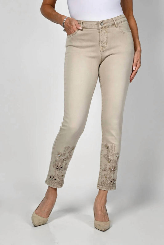 Frank Lyman - Sequin Cut-out Hem Jeans