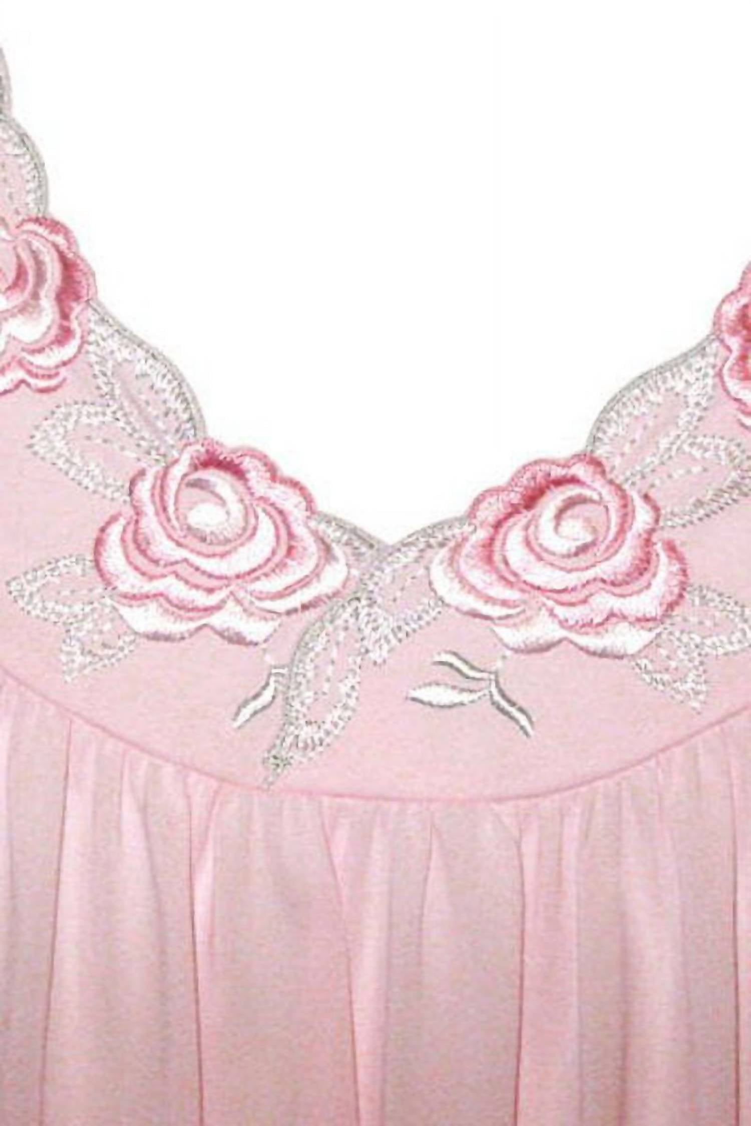Shadowline Lingerie - Short Gown With Flower Petal Embroidery And Flutter Sleeves