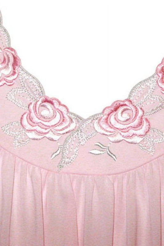 Shadowline Lingerie - Short Gown With Flower Petal Embroidery And Flutter Sleeves