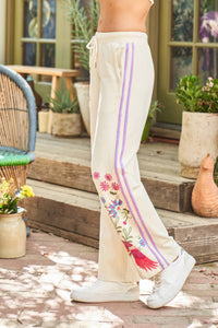 PAPARAZZI Embroidered French Terry Pant in cream - women's pants - view 4