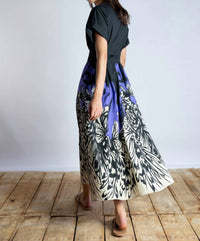 Psophia - Midnight Butterfly Contrast Cotton Sleeve Dress