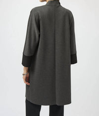 Joseph Ribkoff Open Front Long Sleeve Cover Up in grey melange black - women's sweater - alternate view