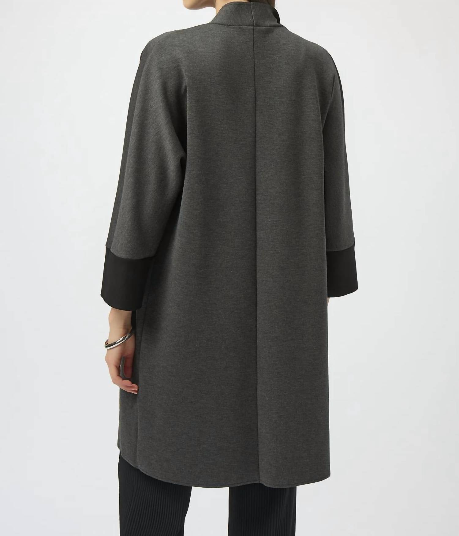 Joseph Ribkoff Open Front Long Sleeve Cover Up in grey melange black - women's sweater - alternate view