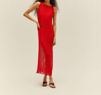 Haight Viscose Yarn Twisted Knit Sleeveless Shift Dress in red - women's dress