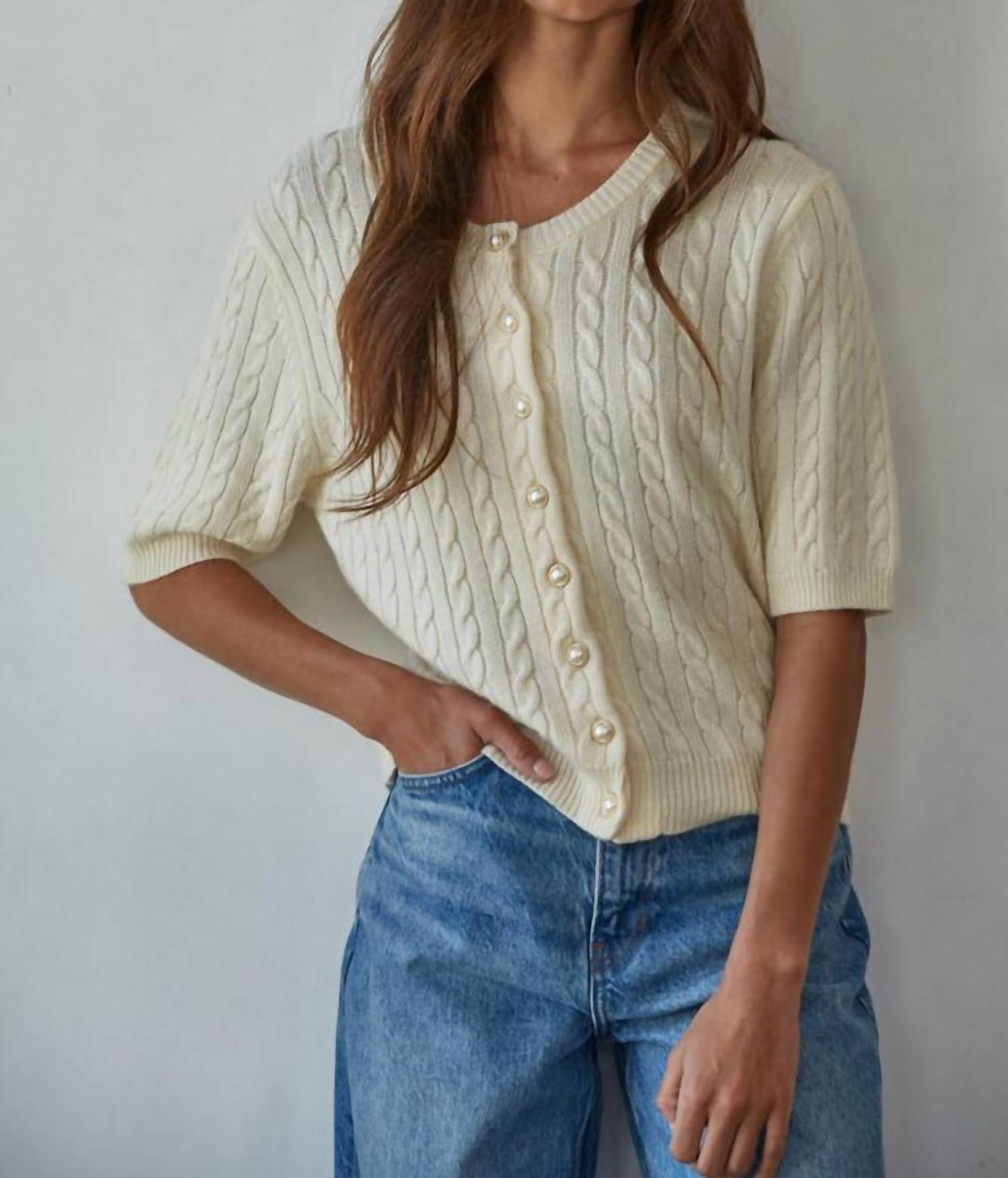 By Together - Bonjour Cable Knit Cardigan Top