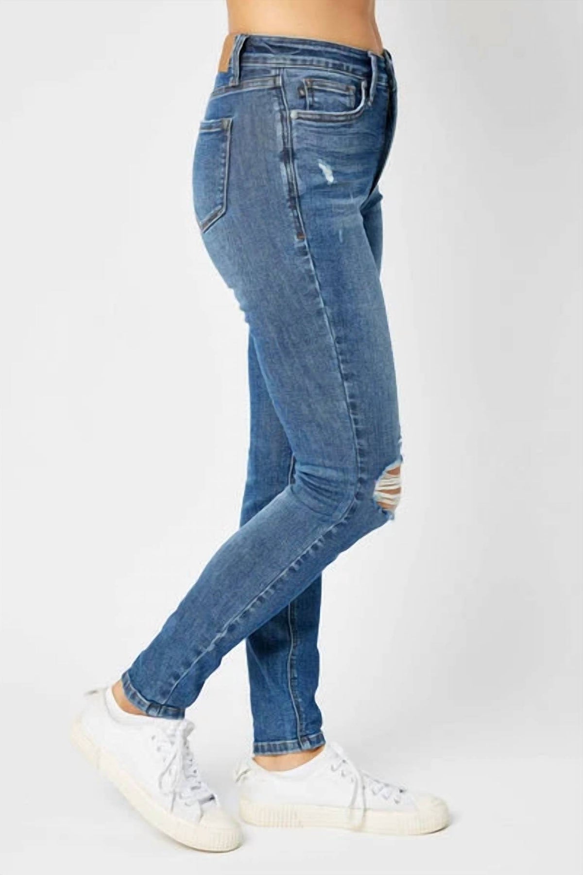 Judy Blue - Mid-rise Tummy Control Distressed Skinny Jeans