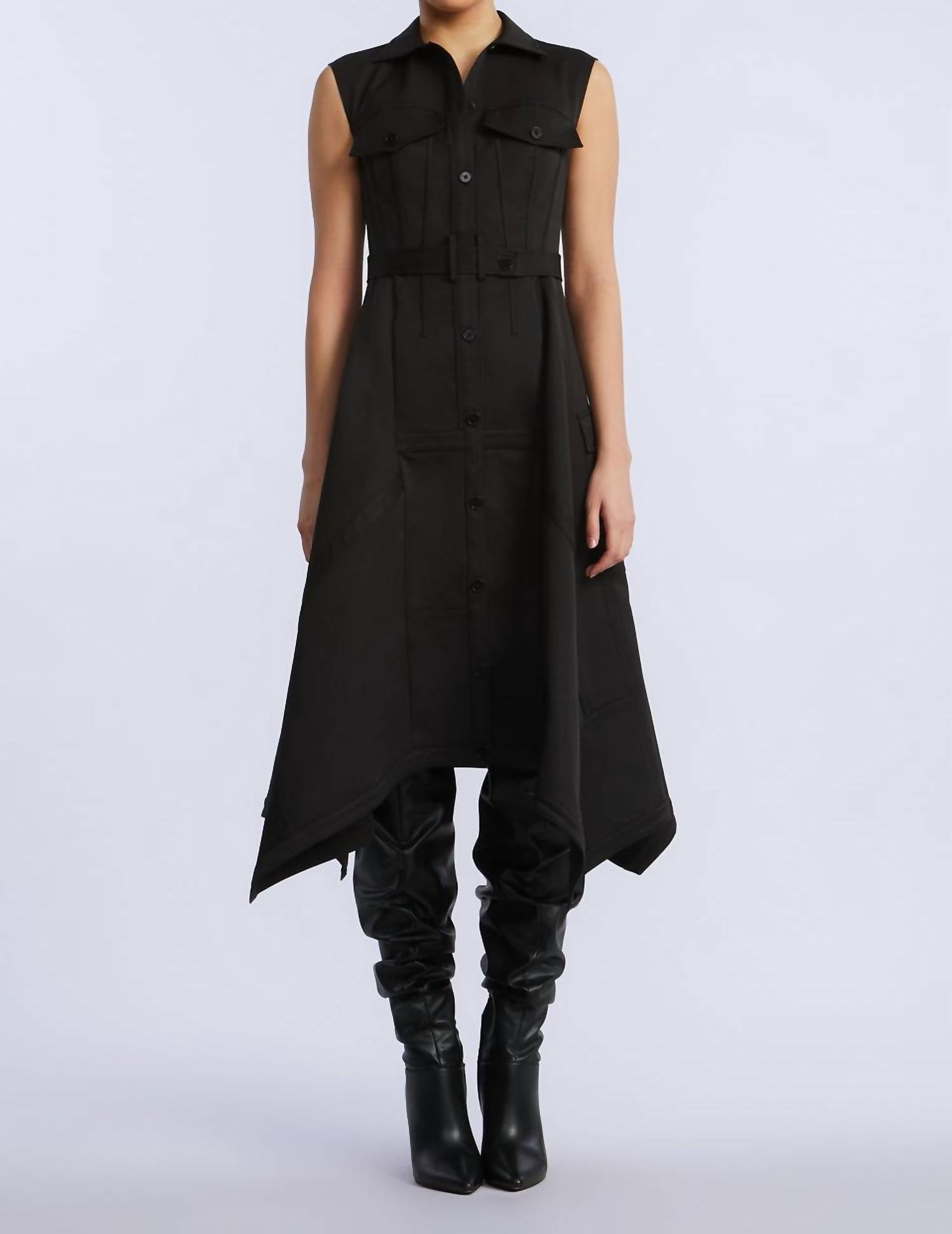 Bcbgmaxazria - Scarf Hem Taffeta Twill Dress