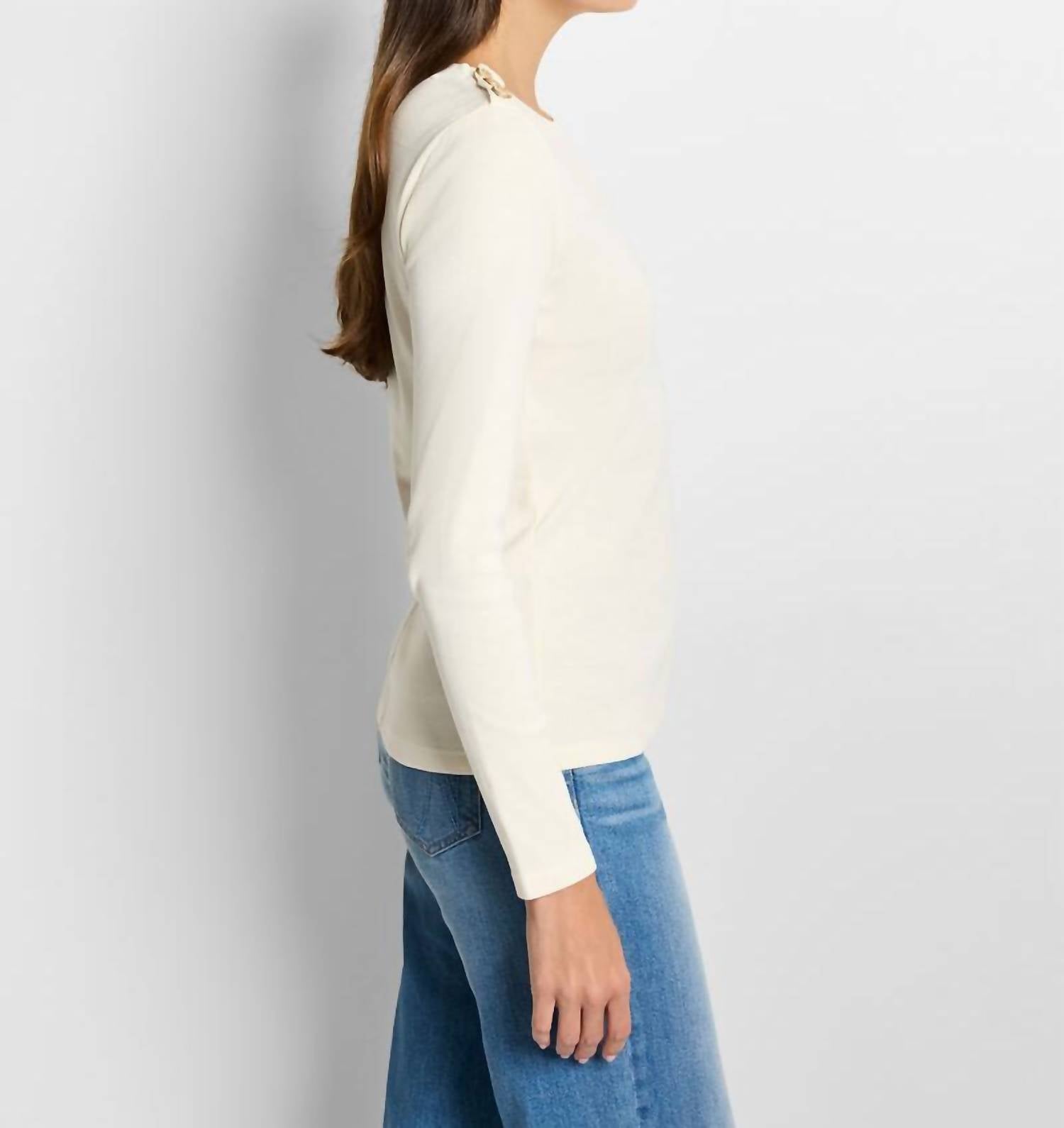 Nic + Zoe - Long Sleeve Button Shoulder Top