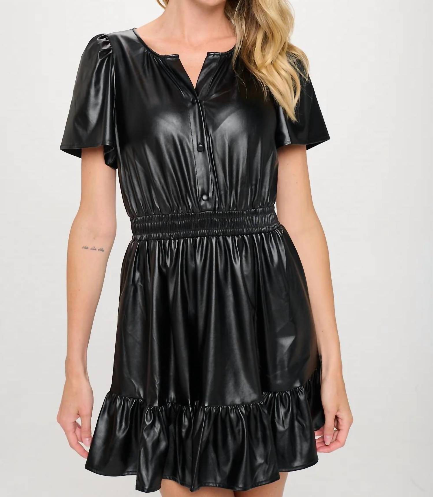 Meet Me In Santorini - Vegan Leather Belle Dress