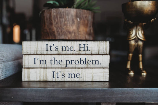 Mickler & Co. - "it's Me, Hi. I'm The Problem. It's Me" Decorative Book Stack