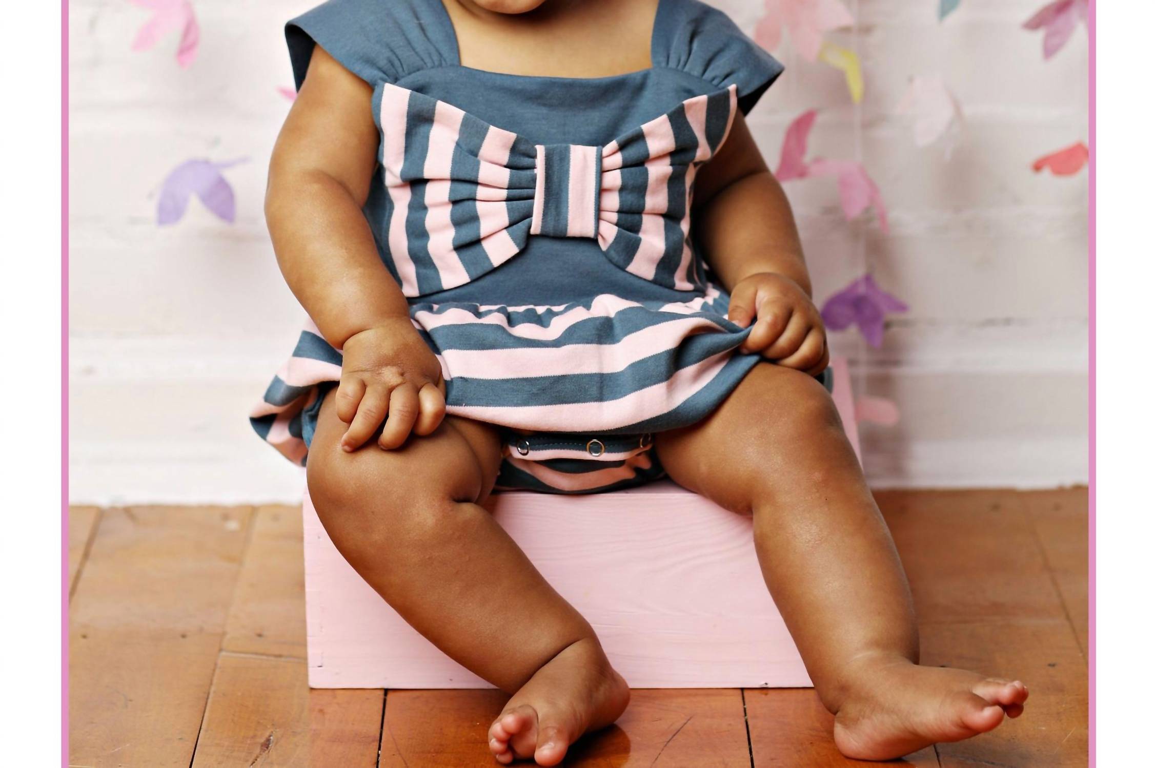 Lemon Loves Layette - Baby Girls' Nautical Bow Bubble Romper