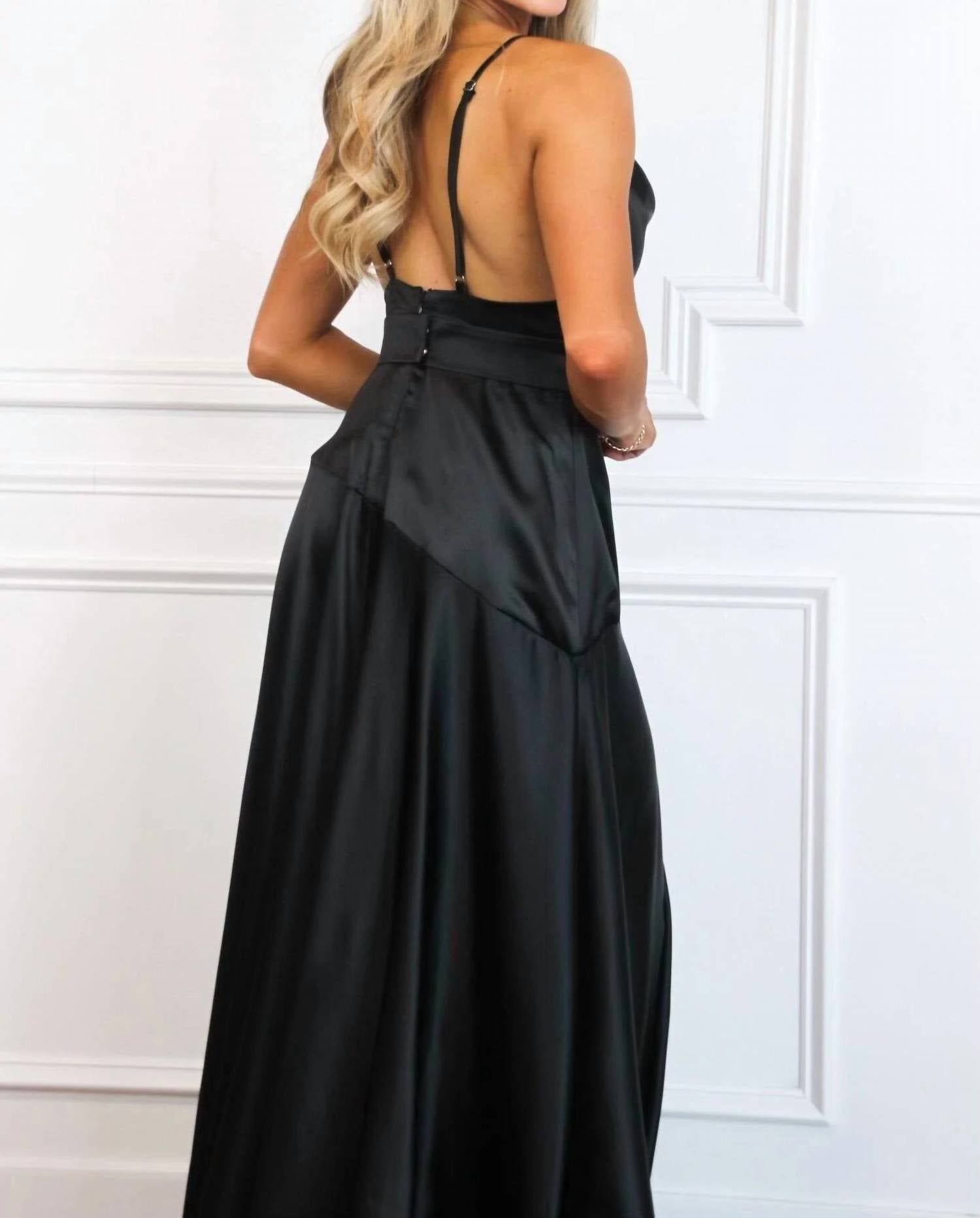 Luxxel - Milani Cowl Neck Satin Maxi Dress