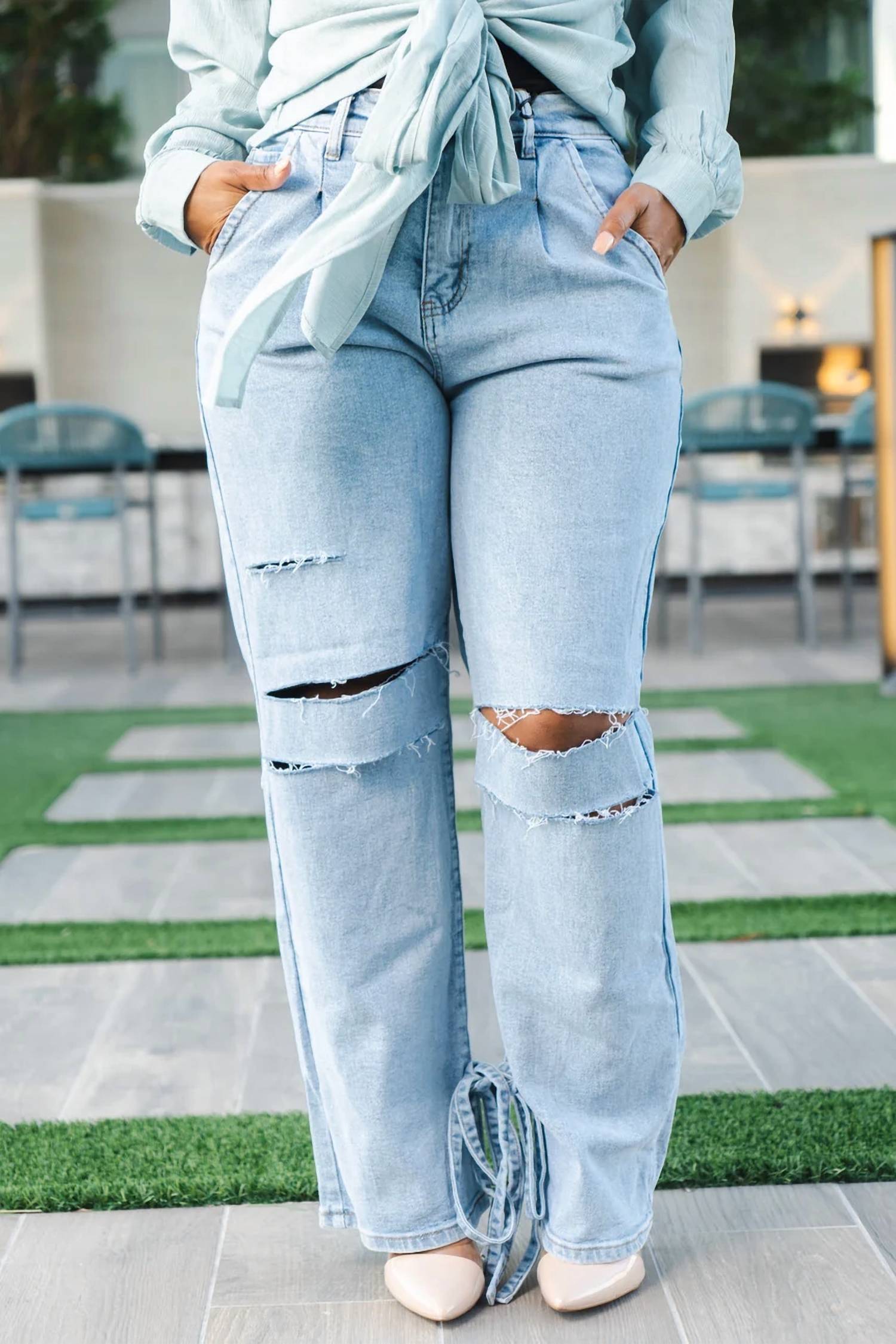 Vibrant M.I.U - Ankle Tie Jeans