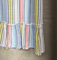TRIBAL Women's Striped Ruffle Hem Tank Top in slate blue - women's tank top - detail view