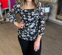 Pine Apparel - Moonlit Floral Ruched Top