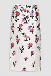 Valentino - Metallic Floral Jacquard Midi Skirt