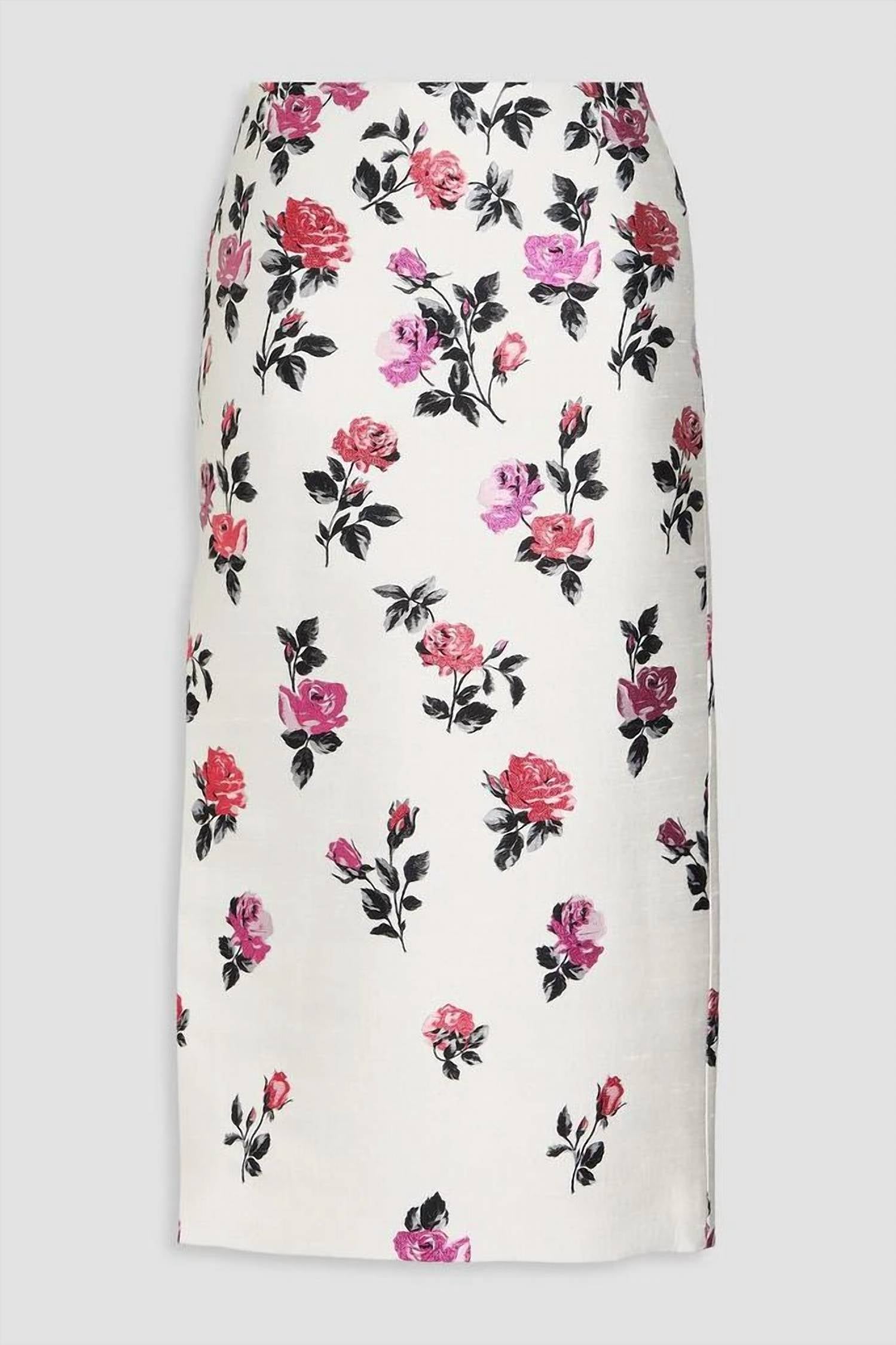Valentino - Metallic Floral Jacquard Midi Skirt