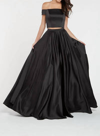 ALYCE PARIS Off The Shoulder Two Piece Satin Ball Gown in black - women's dress