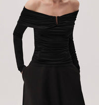 EXQUISE Jasmyn K.lonmg Sleeve Blouse in black - women's blouse - view 4