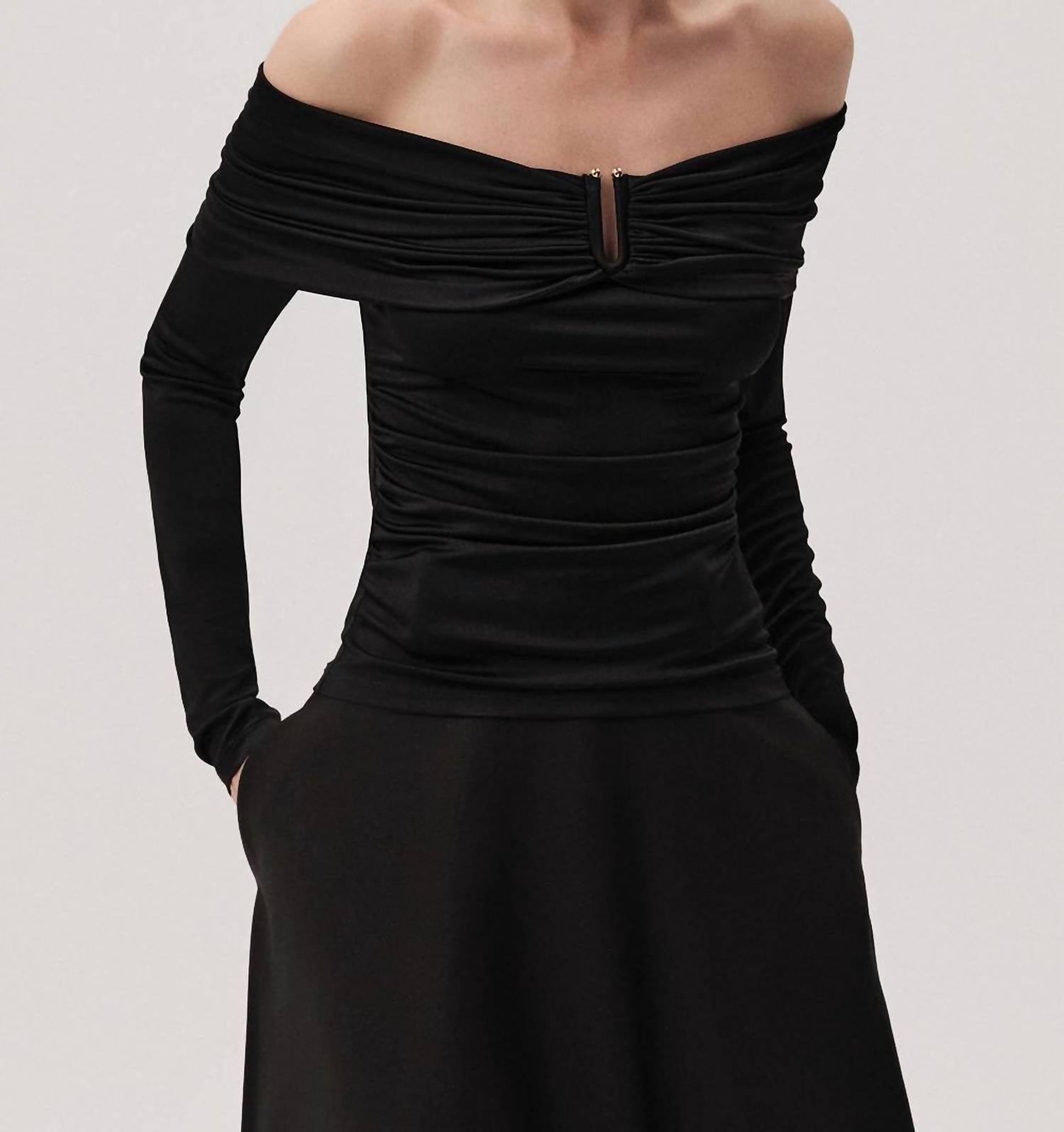 EXQUISE Jasmyn K.lonmg Sleeve Blouse in black - women's blouse - view 4