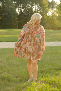 entro Rustic Floral Mini Dress - Plus in brown - women's dress - alternate view