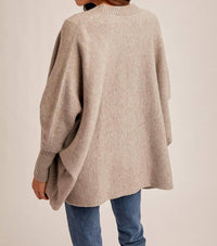 Hem & Thread Callie Dolman Sleeve Hoodie Cardigan in taupe 1 - women's cardigan - alternate view