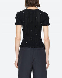 SEA Alberta Pearl Short Sleeve Top in black - women's blouse - view 4