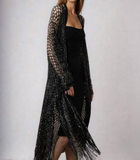Saachi - Metallic crochet kimono