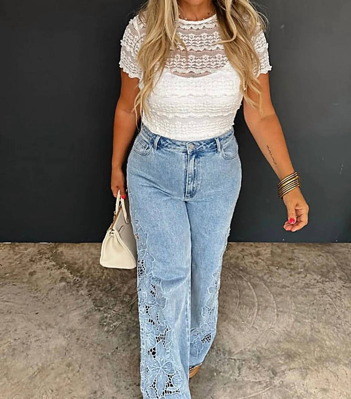 Blakeley - Liz Embroidered High-rise Wide Leg Jeans