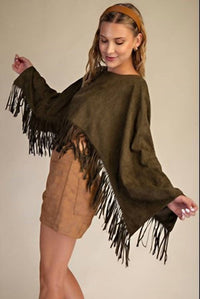 Glam - Prairie Wind Faux Suede Fringe Cape