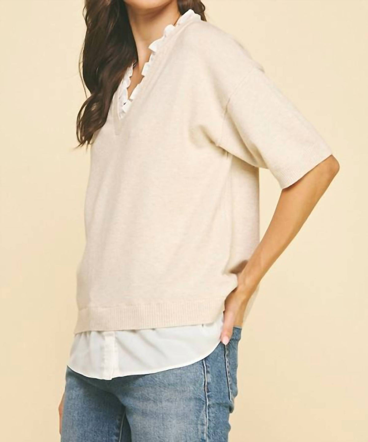Pinch - Mixed Media Layered Knit Top