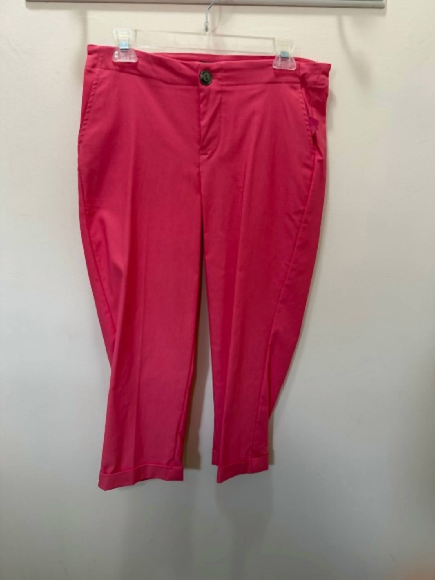 Cheryl Nash Women's Button Front Cuffed Crop Pant in grapefruit - women's pants