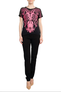Alberto Makali - Short Sleeve Embroidered Spandex Top