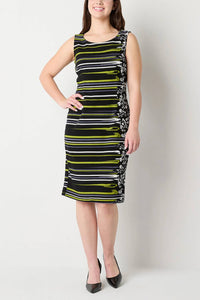 Maya Brooke - Abstract Striped Jacket Dress 2-piece Set